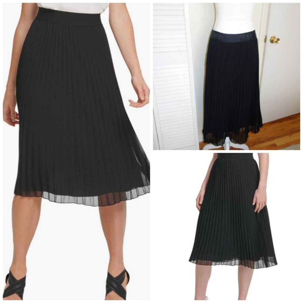 DKNY Pleated Midi Skirt - size M - NEW with Tags